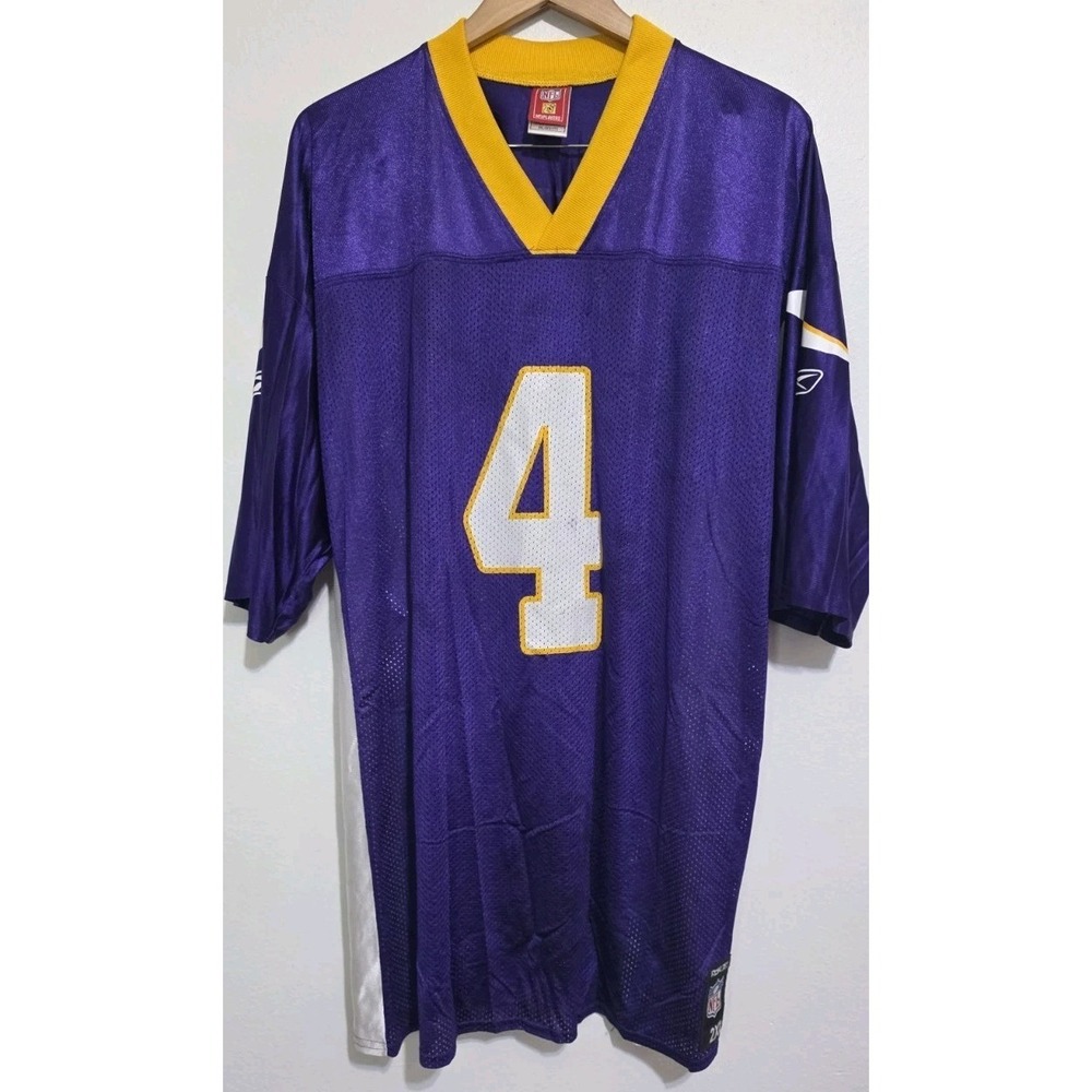 Brett Favre #4 Reebok Onfield Minnesota Vikings Men's Jersey 2XL Purple Football